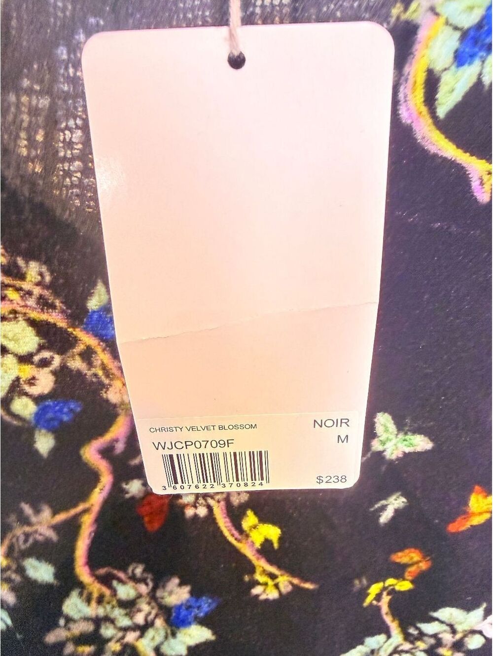 Zadig & Voltaire Christy Velvet Blossom Lace-Trim Cami Top Black Size Medium New - Picture 3 of 5